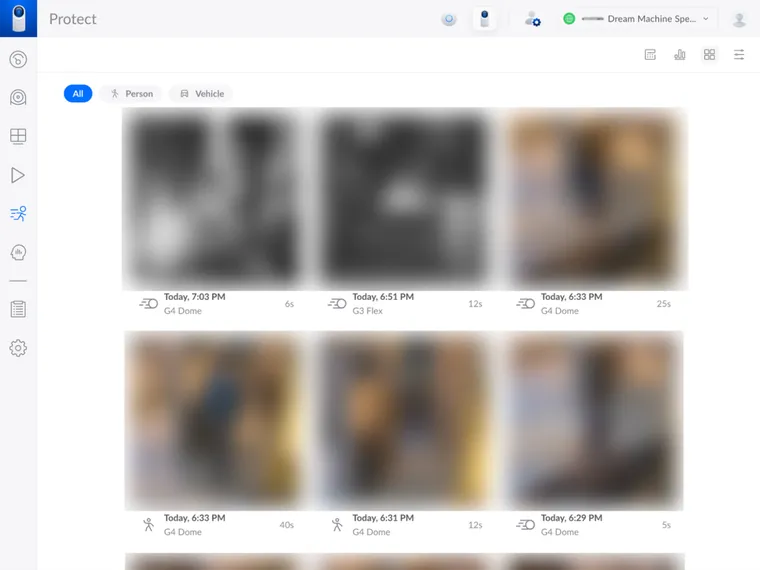 UniFi Protect Detections Screen
