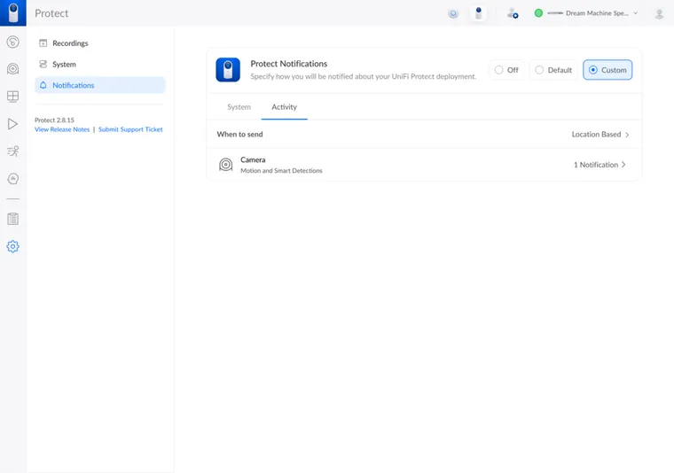 UniFi Protect Notifications Screen 3